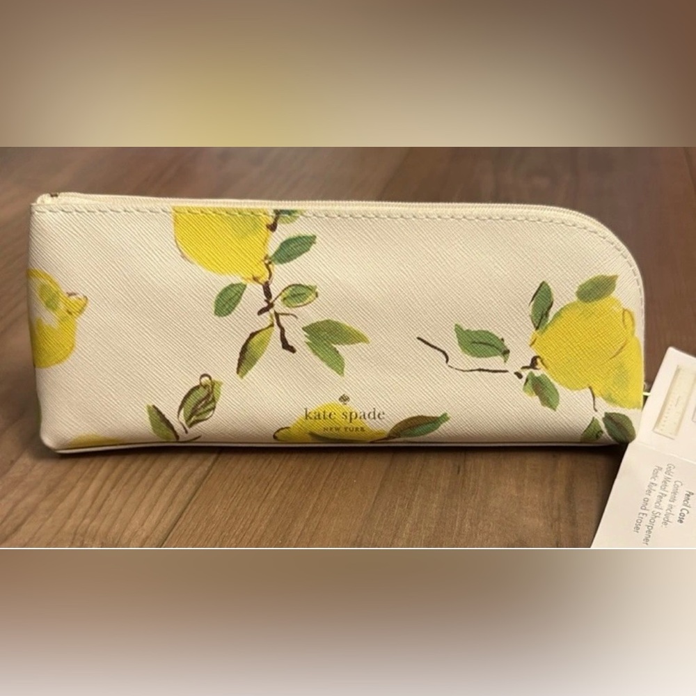 NWT Kate Spade Lemon Print Pencil Case